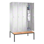 Spindschrank mit Bank und 4 Abteilen a 40 cm