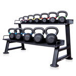 Sport-Tec Kettlebell-Set Powdercoated, 12 Kettlebells 2-32 kg, inkl. Ablage