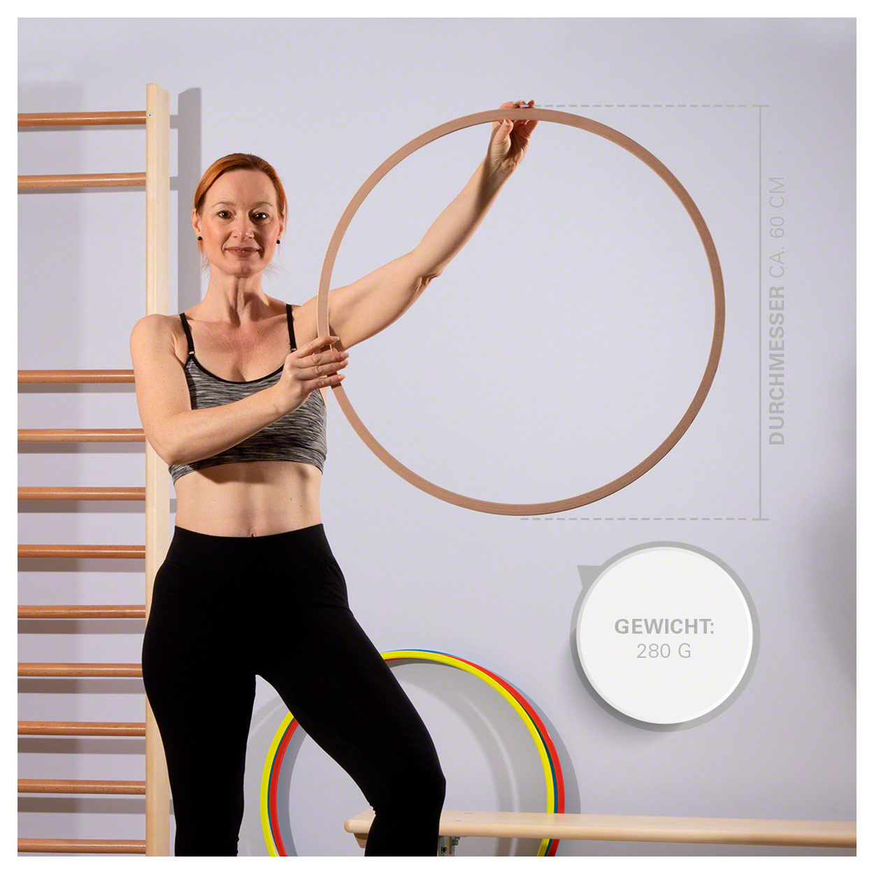 Turnreifen Trainingsreifen Gymnastikreifen aus Holz 60 cm Hula Hoop