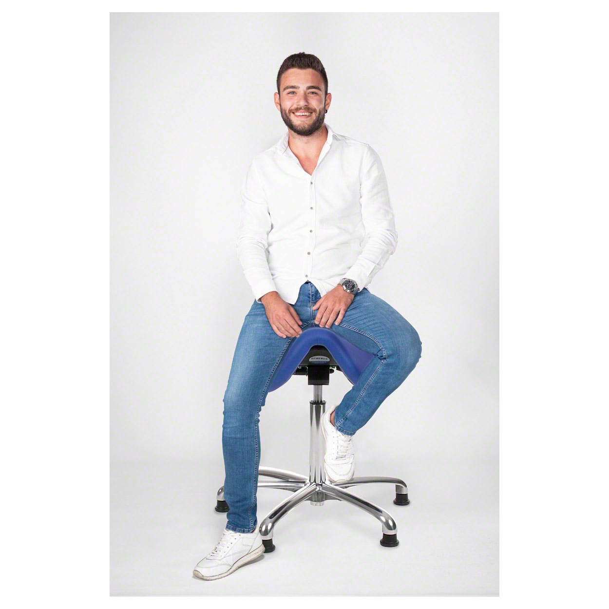 Tabouret de selle exclusif avec rembourrage points de vente et patins, tabouret de travail