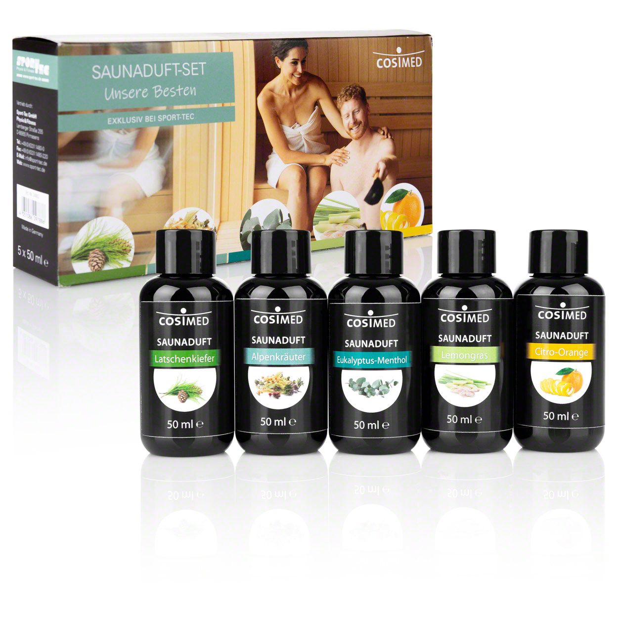 Saunaduft-Set 5 Flaschen à 50 ml, Made in Germany, Saunaaufguss