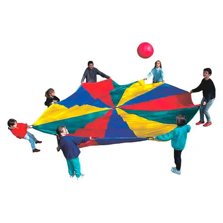 Schwungtuch mit Griffschlaufen,  5 m, gelb/rot/grn/blau