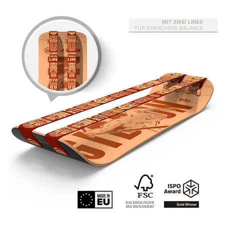 GIBBON Giboard-Set Roots Rocker Travel, Doppelte Slackline