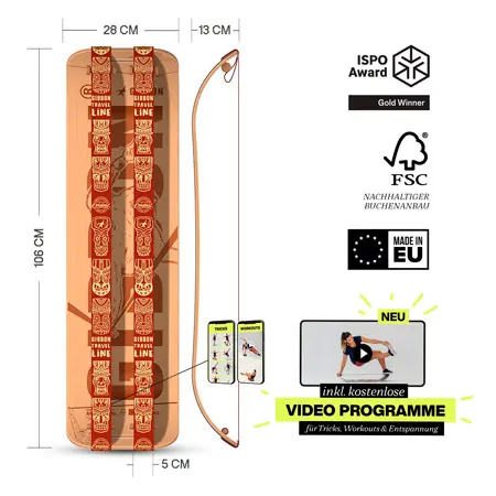 GIBBON Giboard-Set Roots Rocker Travel, Doppelte Slackline