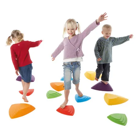 Gonge Spielkreisel Mini Top, orange + Fluss-Steine, 3x gro + 3x klein, Set 7-tlg.