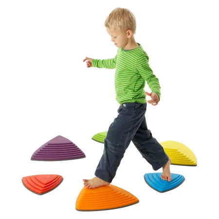 Gonge Spielkreisel Mini Top, orange + Fluss-Steine, 3x gro + 3x klein, Set 7-tlg.