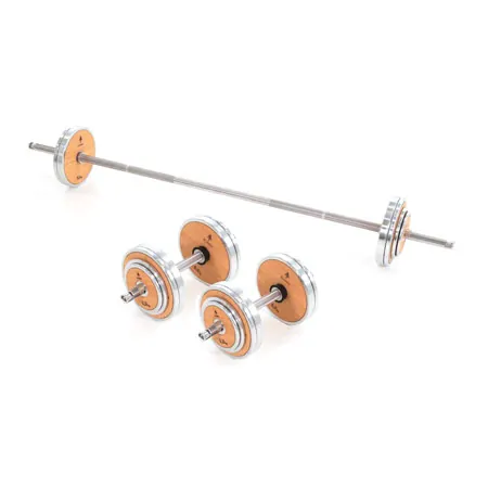NOHrD WeightPlate Tower 2x Kurzhanteln, 1x Langhantel 20x Hantelscheiben, Eiche