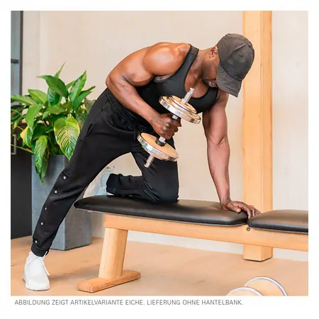 NOHrD WeightPlate Tower 2x Kurzhanteln, 1x Langhantel 20x Hantelscheiben, Kirsche