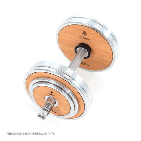 NOHrD WeightPlate Tower 2x Kurzhanteln, 1x Langhantel 20x Hantelscheiben, Nussbaum