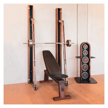 NOHrD WeightPlate Tower 2x Kurzhanteln, 1x Langhantel 20x Hantelscheiben, Nussbaum