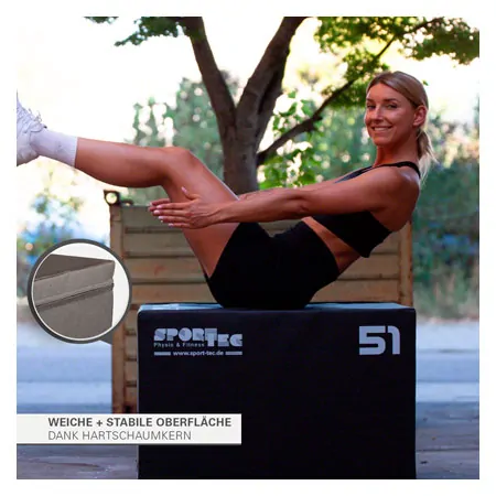 Sport-Tec Sprungtrainer 3-in-1 Soft Plyo Box, 76x61x51 cm