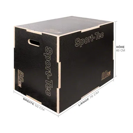 Sport-Tec Sprungtrainer 3-in-1 Plyo Box aus Holz, 75x60x50 cm