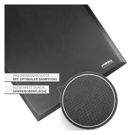 Sport-Tec Anti-Ermdungsmatte, 2 Module  90 cm, 180x65x1,3 cm, schwarz