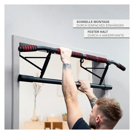 Sport-Tec Trreck Klimmzugstange klappbar, 117x28 cm, inkl. 2 Power Ropes + 2 Karabinerhaken
