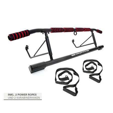 Sport-Tec Trreck Klimmzugstange klappbar, 117x28 cm, inkl. 2 Power Ropes + 2 Karabinerhaken