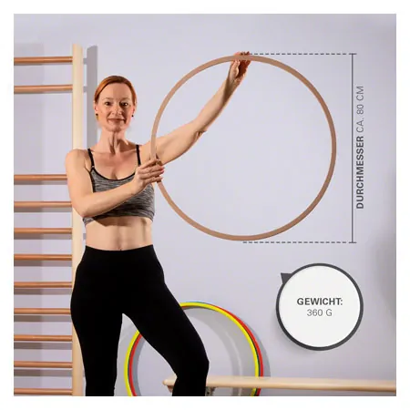 Gymnastikreifen aus Holz, 4er-Set, je 1x  60 cm,  70 cm,  80 cm,  90 cm