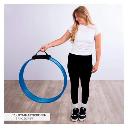 Gymnastikreifen aus Kunststoff, 10er-Set, � 80 cm, inkl. Tragegriff