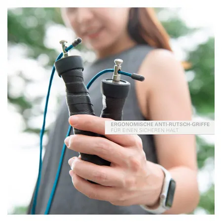 Sport-Tec Springseil Speed Rope mit Anti-Rutsch-Griffen inkl. 2 Gewichten, verstellbar, 270 cm