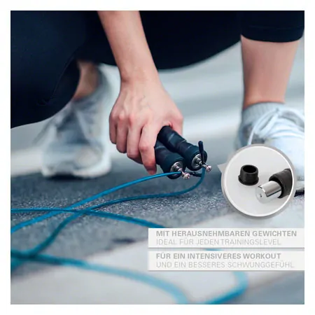 Sport-Tec Springseil Speed Rope mit Anti-Rutsch-Griffen inkl. 2 Gewichten, verstellbar, 270 cm