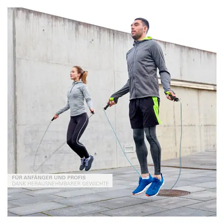 Sport-Tec Springseil Speed Rope mit Anti-Rutsch-Griffen inkl. 2 Gewichten, verstellbar, 270 cm