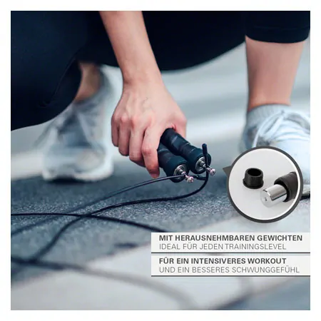 Sport-Tec Springseil Speed Rope mit Anti-Rutsch-Griffen inkl. 2 Gewichten, verstellbar, 270 cm