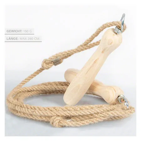 Springseil aus Hanf mit verstrkter Mitte und Holzgriffen, 280 cm