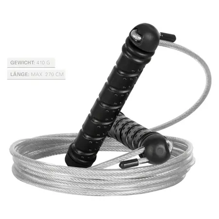Stahl-Springseil Skip Rope inkl. 2 Gewichten, verstellbar, 270 cm