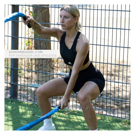 Fitness Tau Battle Rope ummantelt,  3 cm x 15 m, blau, 5,25 kg