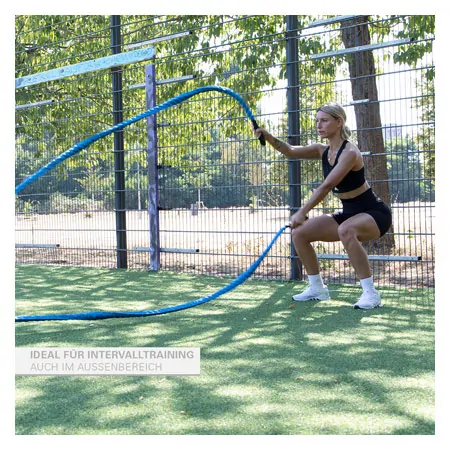 Fitness Tau Battle Rope ummantelt,  3 cm x 15 m, blau, 5,25 kg