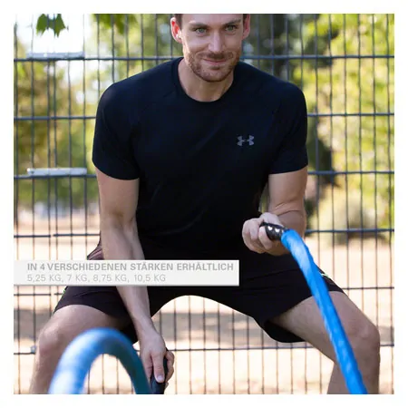 Fitness Tau Battle Rope ummantelt,  3 cm x 15 m, blau, 5,25 kg