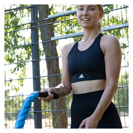 Fitness Tau Battle Rope ummantelt,  3 cm x 20 m, blau, 7 kg