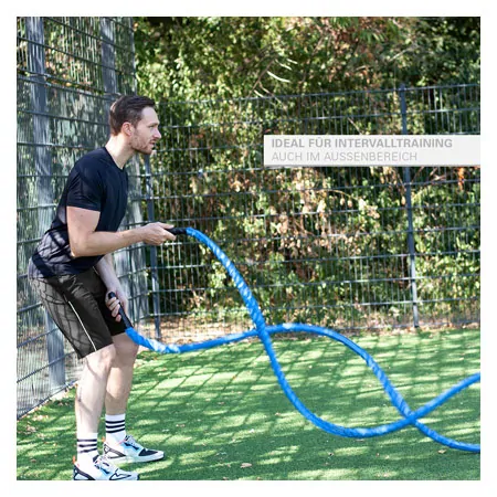 Fitness Tau Battle Rope ummantelt,  3 cm x 30 m, blau, 10,5 kg