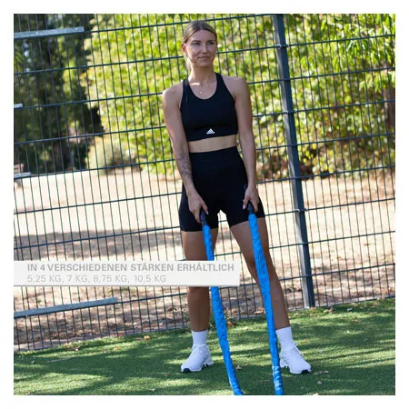 Fitness Tau Battle Rope ummantelt,  3 cm x 30 m, blau, 10,5 kg