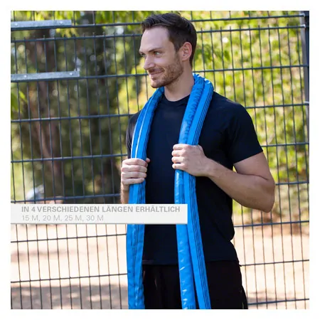 Fitness Tau Battle Rope ummantelt,  3 cm x 30 m, blau, 10,5 kg