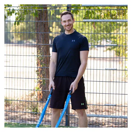Fitness Tau Battle Rope ummantelt,  3 cm x 30 m, blau, 10,5 kg