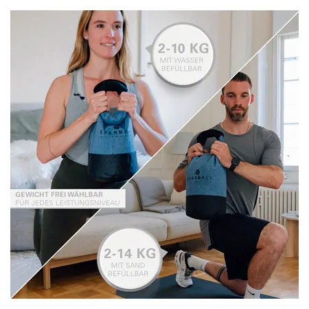 Exerbell faltbare Kettlebell, befllbar bis 14 kg