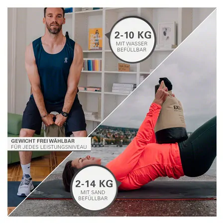 Exerbell faltbare Kettlebell, befllbar bis 14 kg