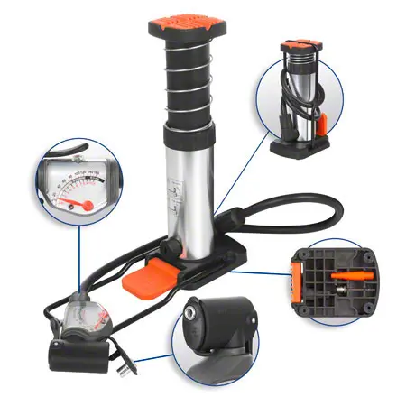 Minifupumpe mit analogem Manometer inkl. Satteltasche