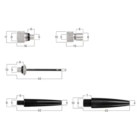 Universal Ventil-Set 5-tlg., 1x Nadelventil, 2x Kegelventil, 2x Ventiladapter