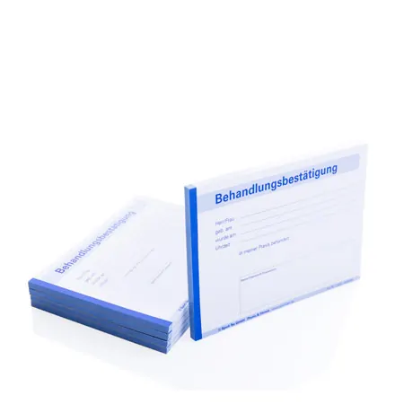 Behandlungsbesttigung, 5 Blcke  50 Blatt (250 Bltter), DIN A6 quer