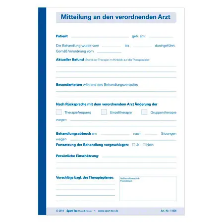 Mitteilung an den verordnenden Arzt, 5 Blcke  50 Blatt (250 Bltter), DIN A5