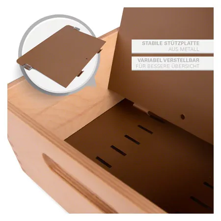 Karteitrog-Set, 202-tlg., aus Holz fr max. 1500 Karten (A5) inkl. 200 Karteikarten & Register,
