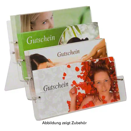 Gutscheinaufsteller 4-fach aus Acrylglas