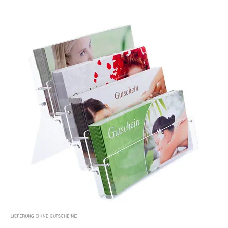 Gutscheinaufsteller 4-fach aus Acrylglas