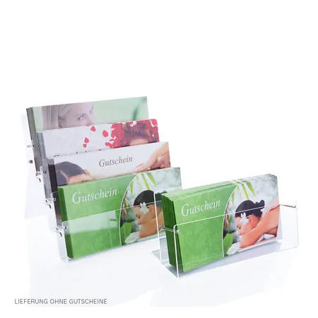 Gutscheinaufsteller 4-fach aus Acrylglas