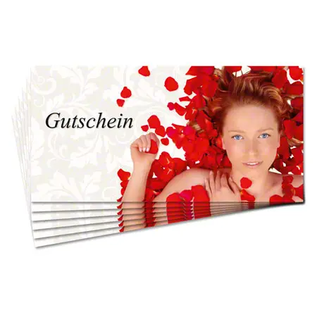 Gutschein-Set, 101-tlg., 100 Gutscheine inkl. Aufsteller aus Acrylglas