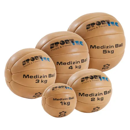 Medizinball-Set aus Leder 6-tlg., 1-5 kg inkl. Stnder