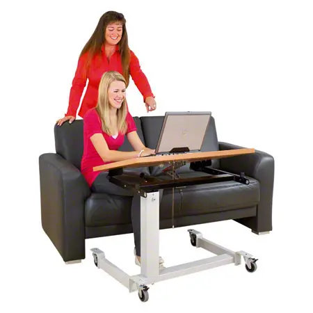 Mckel Sitz- Steharbeitstisch Ergo EP 2, B x T x H 80 x 60 x 62-97 cm, mit Rollen, grau/buche