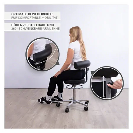 Sanus Gesundheitsstuhl mit hhenverstellbarer Lehne, 52-72 cm, Kunstleder