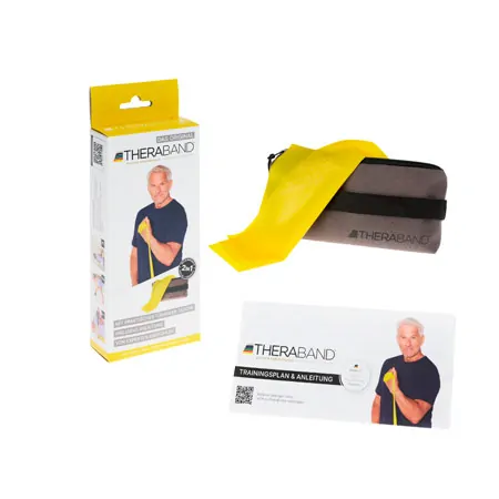 Thera-Band inkl. Tasche und Anleitung, 2,50 m x 12,8 cm, leicht, gelb